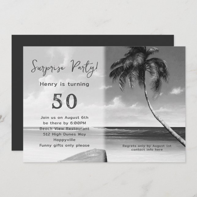 Tropical His Birthday Surprise Party Invitation (Front/Back)