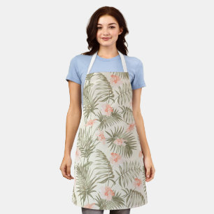 Tropical Hisbiscus Palm Tree Pattern Apron