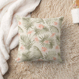 Tropical Hisbiscus Palm Tree Pattern Cushion