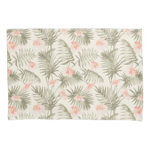 Tropical Hisbiscus Palm Tree Pattern Pillowcase