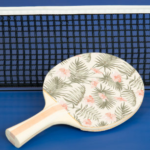 Tropical Hisbiscus Palm Tree Pattern Ping Pong Paddle