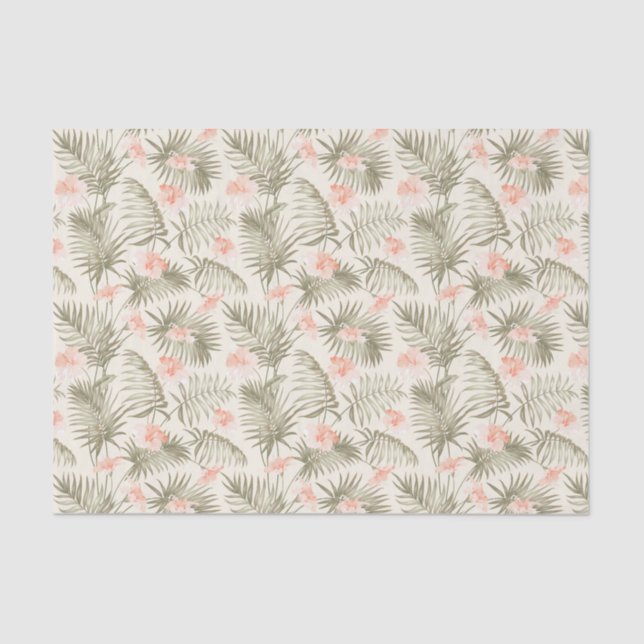 Tropical Hisbiscus Palm Tree Pattern Tissue Paper (Front)