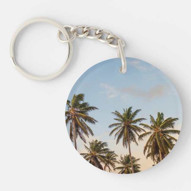 Tropical Holiday Palm Trees Key Ring (Front)