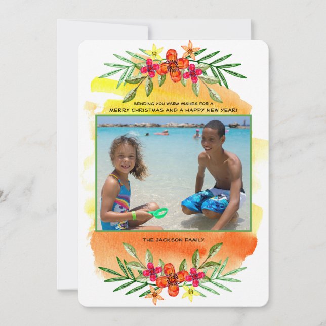 Tropical Holiday Photo Holiday Card (Front)