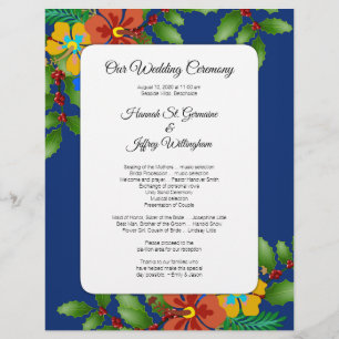 Tropical Holiday Themed Beach Wedding Program
