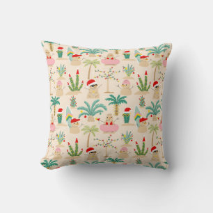 Tropical Holiday Vibes Christmas Pattern Cushion