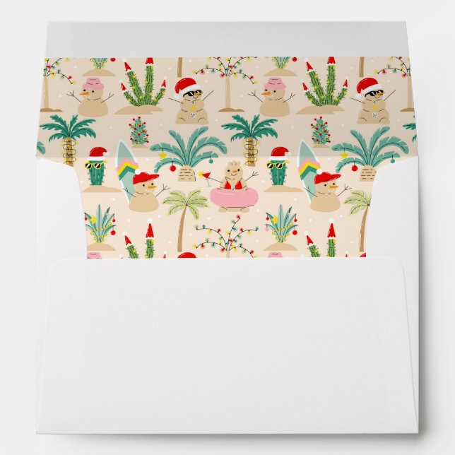Tropical Holiday Vibes Christmas Pattern Envelope (Back (Bottom))