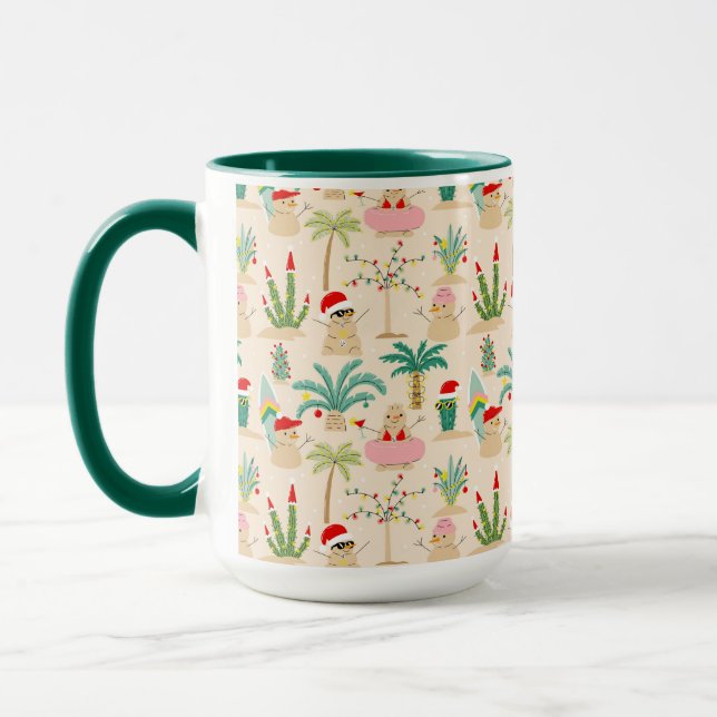 Tropical Holiday Vibes Christmas Pattern Mug (Left)