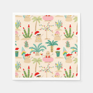 Tropical Holiday Vibes Christmas Pattern Napkin