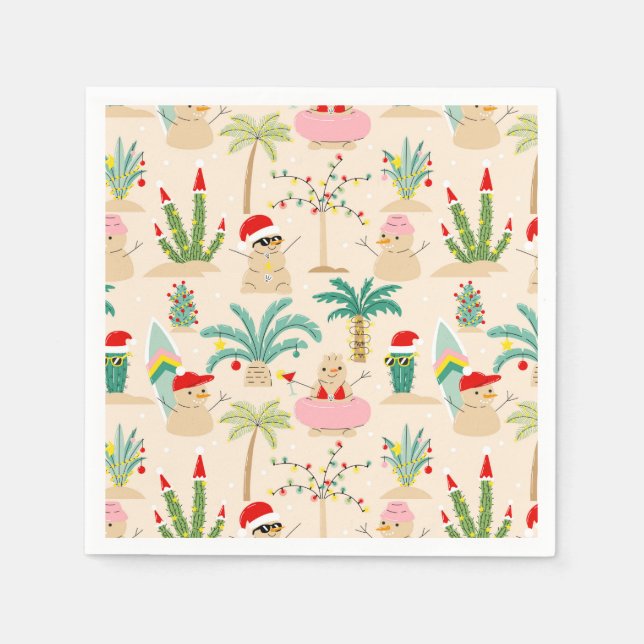 Tropical Holiday Vibes Christmas Pattern Napkin (Front)