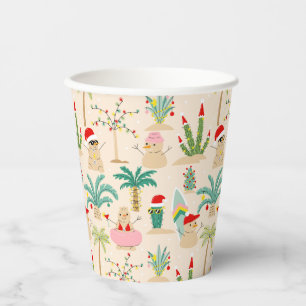 Tropical Holiday Vibes Christmas Pattern Paper Cups