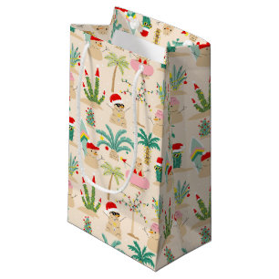 Tropical Holiday Vibes Christmas Pattern Small Gift Bag