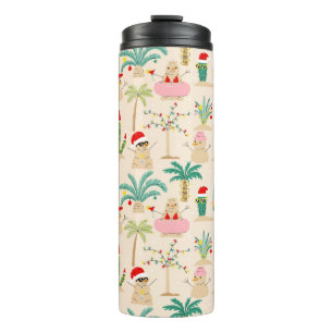 Tropical Holiday Vibes Christmas Pattern Thermal Tumbler