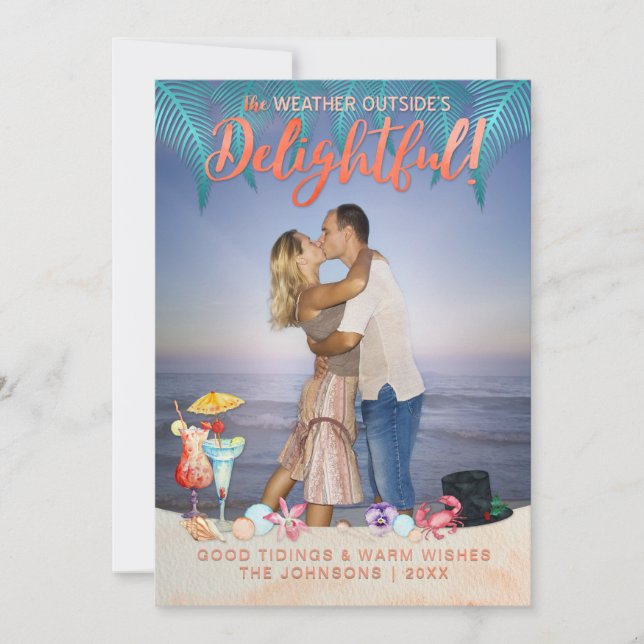 Tropical Holidays Christmas in Florida Photo Holiday Card (Front)