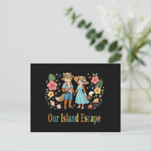 Tropical Honeymoon Animal Couple Beach Postcard