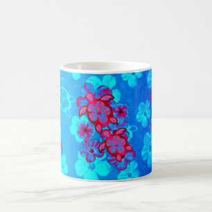 Tropical Honu Turtles And Hibiscus Flowers Coffee Mug