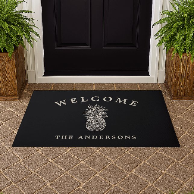 Tropical Hospitality | Pineapple Personalised Doormat (Creator Uploaded)
