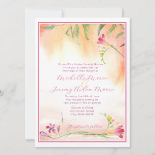 Tropical Hot Pink Freesia   Invitation