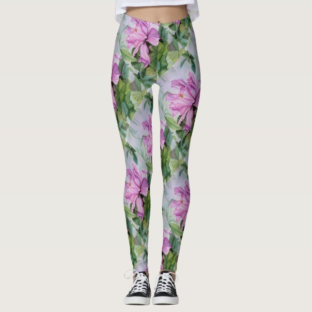 TROPICAL HOT PINK ORCHID | FLORAL LEGGINGS (Front)