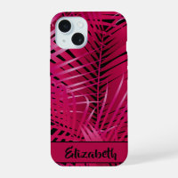 Tropical Hot Pink Palm Fronds Personalised Name
