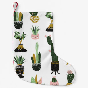 Tropical House Plants Illustration Small Christmas Stocking