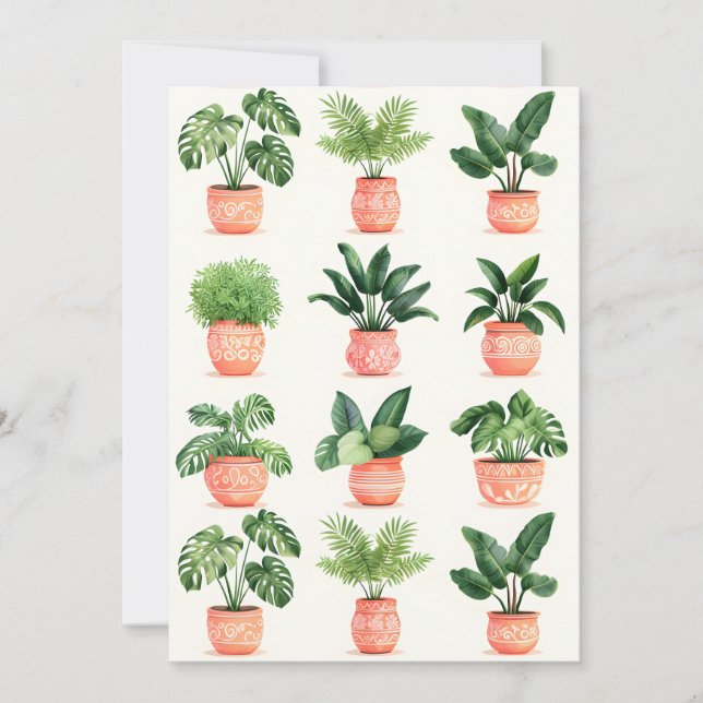 Tropical Houseplants Holiday Card (Front)