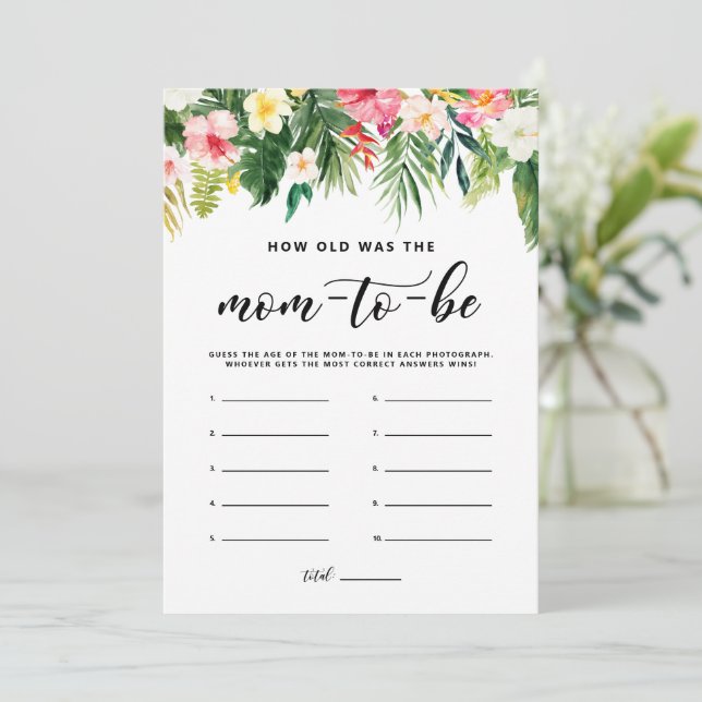 Tropical How Old Was the Mum-to-be Game Card (Standing Front)