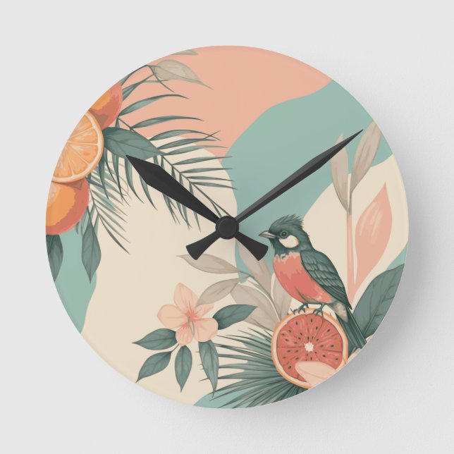 Tropical Humming Bird Round Clock (Front)