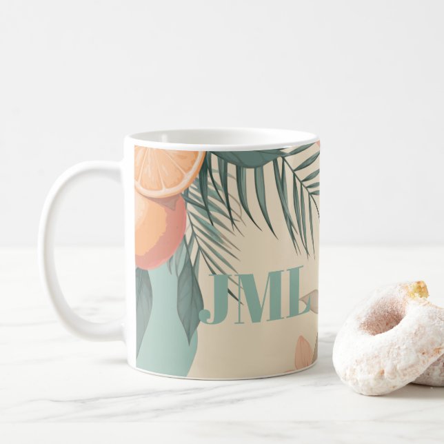 Tropical Humming Bird with Name Coffee Mug (With Donut)