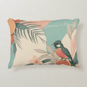 Tropical Humming Bird with Name Decorative Cushion
