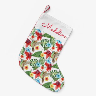 Tropical Hummingbird Add Your Name Small Christmas Stocking