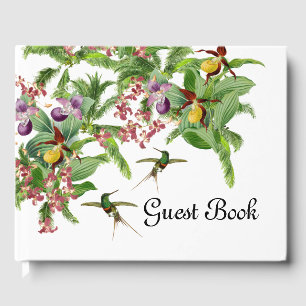 Tropical Hummingbird Bird Orchid Flower Guest Book