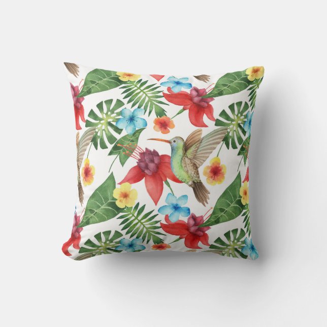Tropical Hummingbird Cushion (Front)