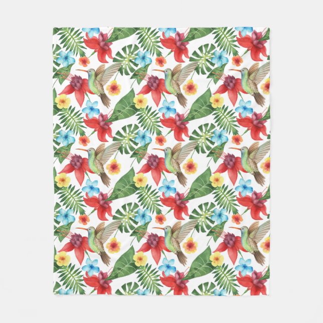 Tropical Hummingbird Fleece Blanket (Front)
