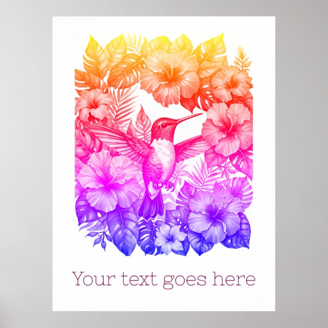 tropical hummingbird in retro 80's summer Poster (Front)
