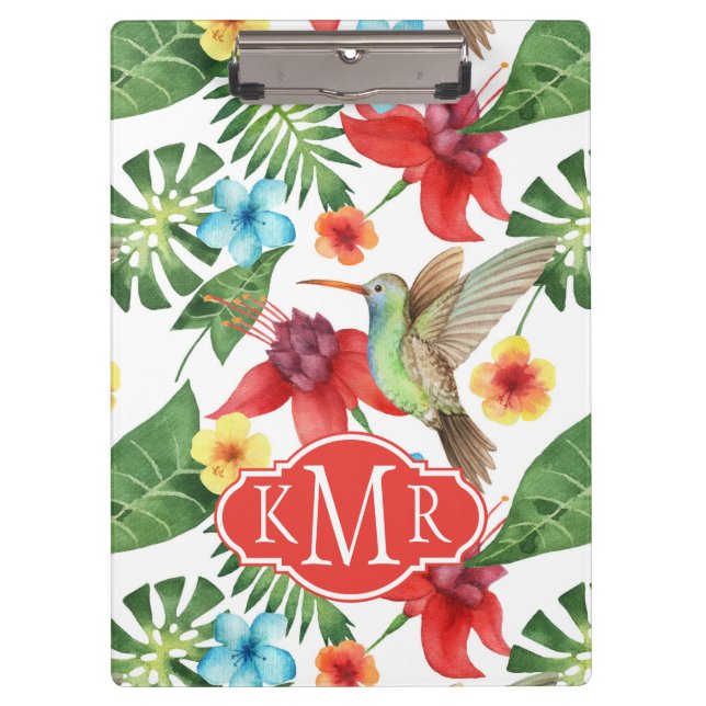 Tropical Hummingbird | Monogram Clipboard (Front)