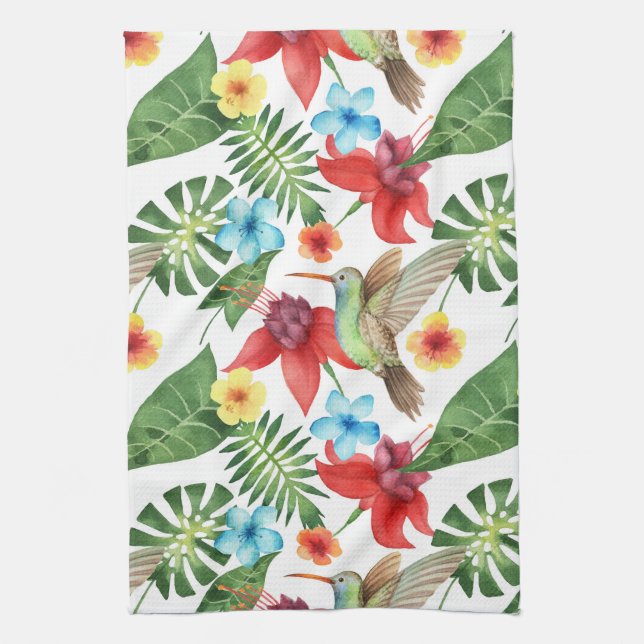 Tropical Hummingbird Tea Towel (Vertical)
