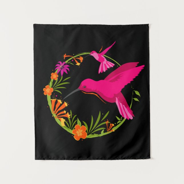 Tropical Hummingbirds Colourful Tapestry (Front)