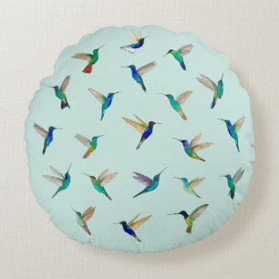 Tropical Hummingbirds Round Cushion