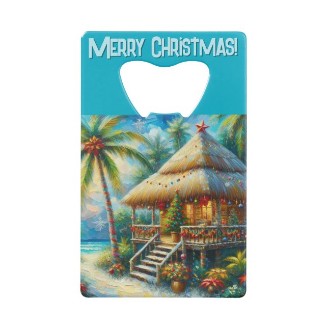 Tropical Hut Christmas Palm Tree Beach Lights  (Front)