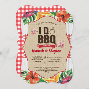 Tropical I do BBQ invitation. Engagement party Invitation