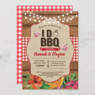 Tropical I do BBQ invitation. Engagement party Invitation