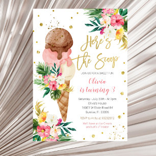 Tropical Ice Cream Birthday Invitation