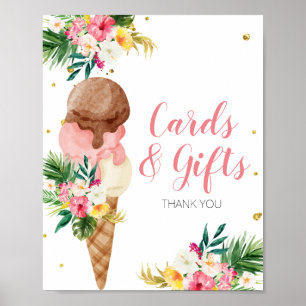 Tropical Ice Cream Floral Cards & Gifts Poster