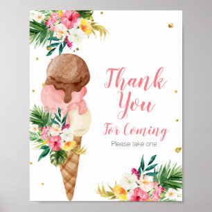 Tropical Ice Cream Thank you for coming Gold Favou Poster