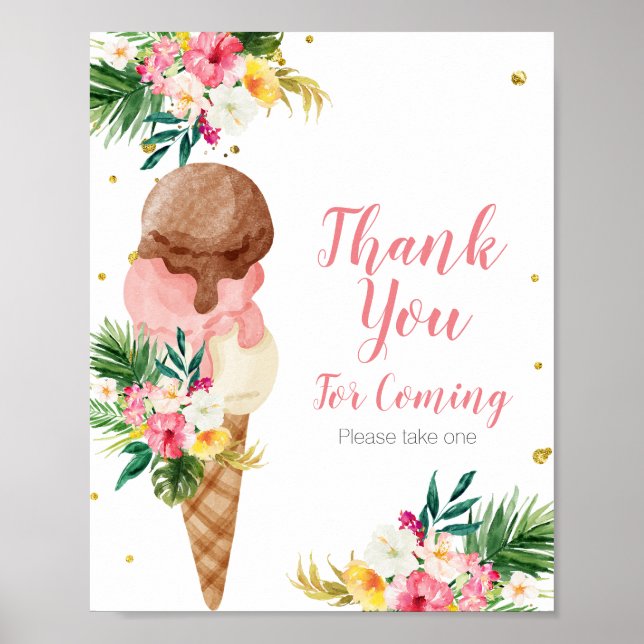 Tropical Ice Cream Thank you for coming Gold Favou Poster (Front)