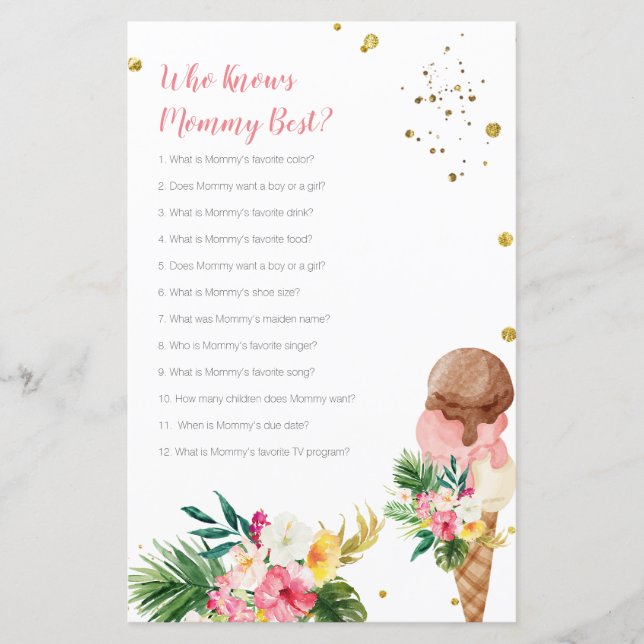 Tropical Ice Cream Who Knows Mummy Best Game (Front)