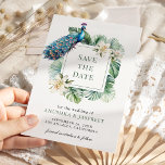 Tropical Indian Peacock Floral Wedding Save The Date<br><div class="desc">Peacock theme wedding Save the Date Card featuring beautiful peacocks,  flowers and tropical leaves. Simply add your event details on this easy-to-use template and adorn this card with your favourite photo to make it a one-of-a-kind invitation.</div>