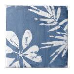 Tropical Indigo Impressions - Tropical Greenery Ceramic Tile<br><div class="desc">Tropical Indigo Impressions III by June Erica Vess. Features tropical greenery against an indigo-coloured background.</div>