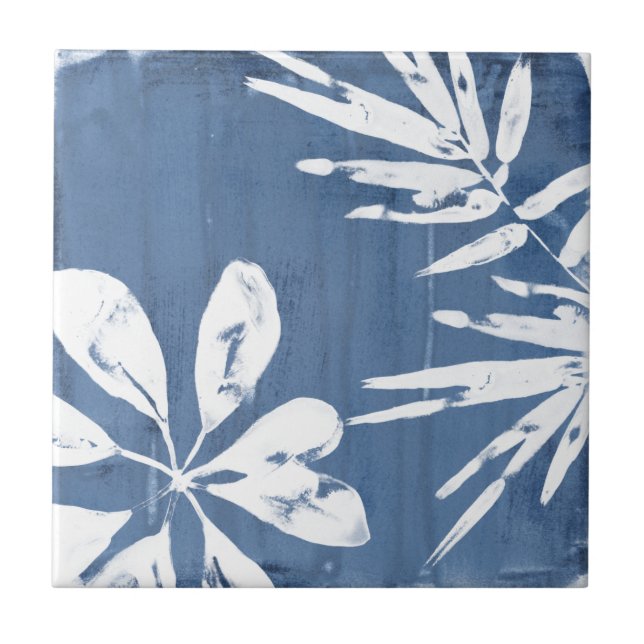 Tropical Indigo Impressions - Tropical Greenery Ceramic Tile (Front)